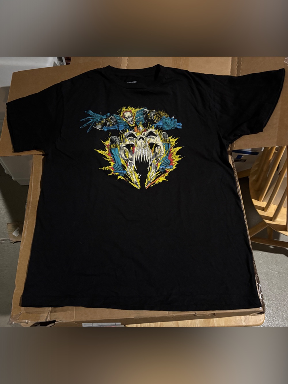 Marvel Men's Ghost Rider Black Short-Sleeve Tee with Multi-Color Graphic